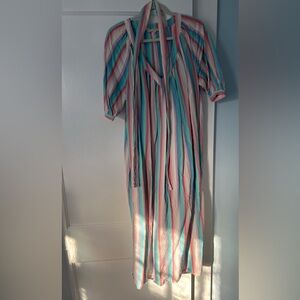 Striped Pastel Maxi Dress in Pink, Blue & White